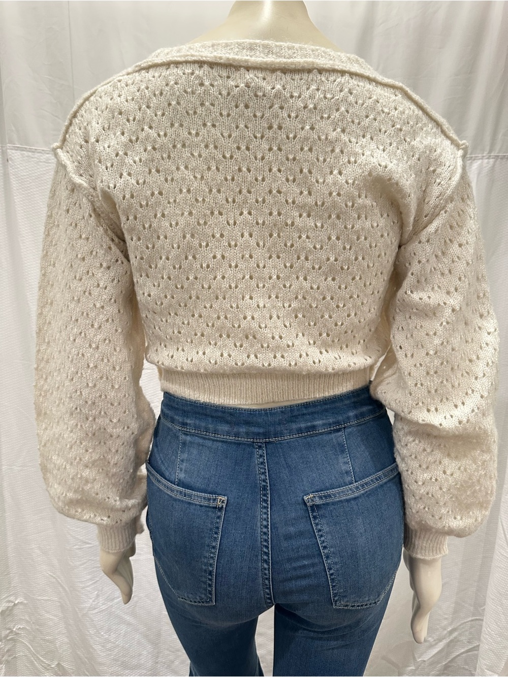 NWOT POL Ivory Cable-Knit Cropped Button Cardigan - Picture 2 of 5